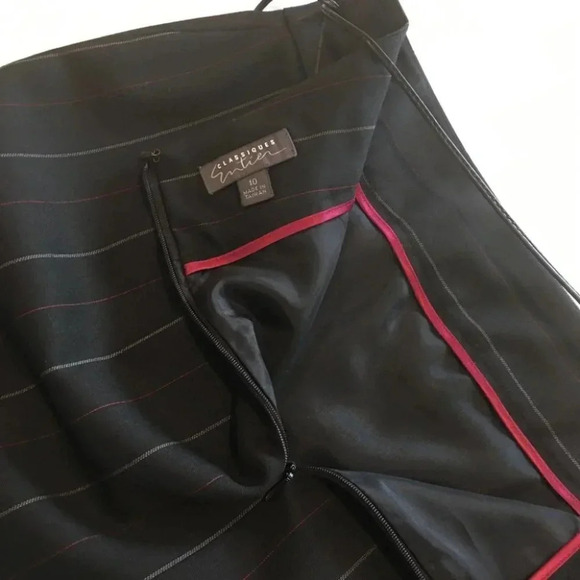 Classifies Entier Pinstripe Pencil Skirt Wool Belt - Picture 4 of 8